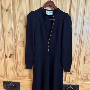 St. John Black knit Dress with gold hardware